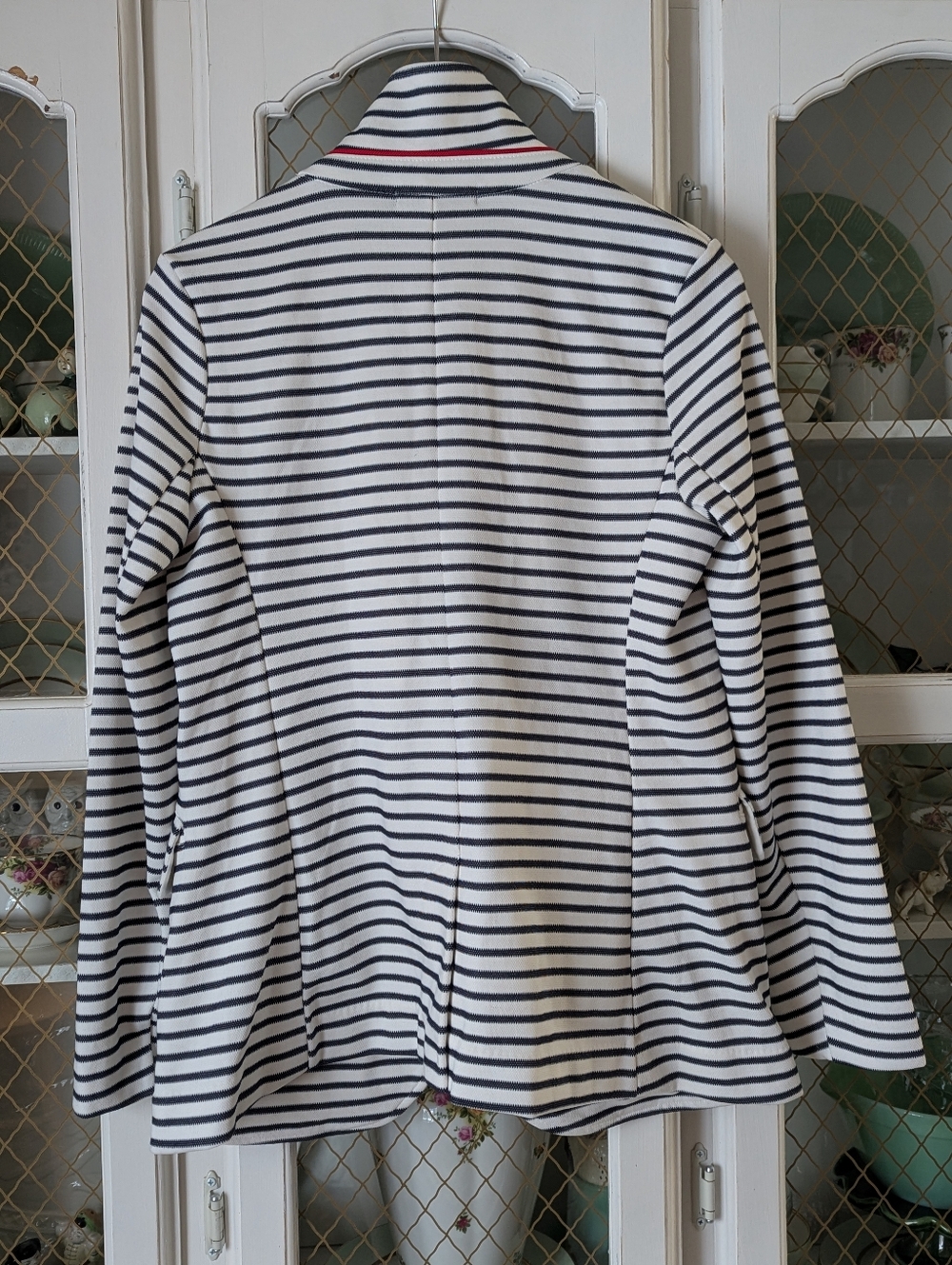⚓Banana Republic Navy & White Striped Nautical Double-Breasted Summer Blazer - Picture 6 of 9